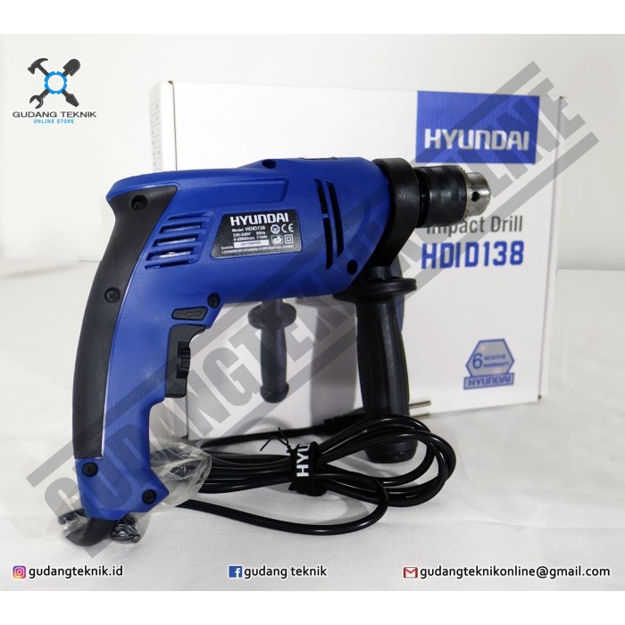 Mesin Bor Beton 13mm Listrik 410 Watt HDID138 HYUNDAI / Electric Impact Drill Bor Baja Kayu 13mm 410W HDID 138 HYUNDAI