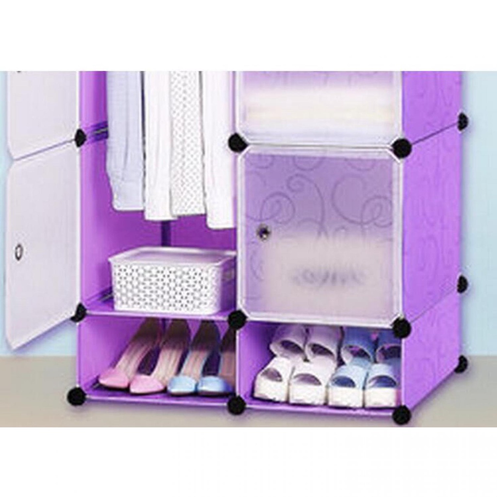 (BISA COD) FTIHSHP  Lemari Plastik DIY Multifungsi Wardrobe Storage Box 6 Pintu - LBXJ019