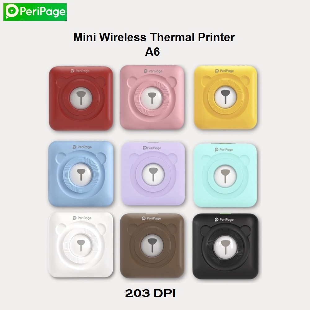 AKN88 - PERIPAGE A6 203 DPI - Mini Pocket Wireless Thermal Photo Printer