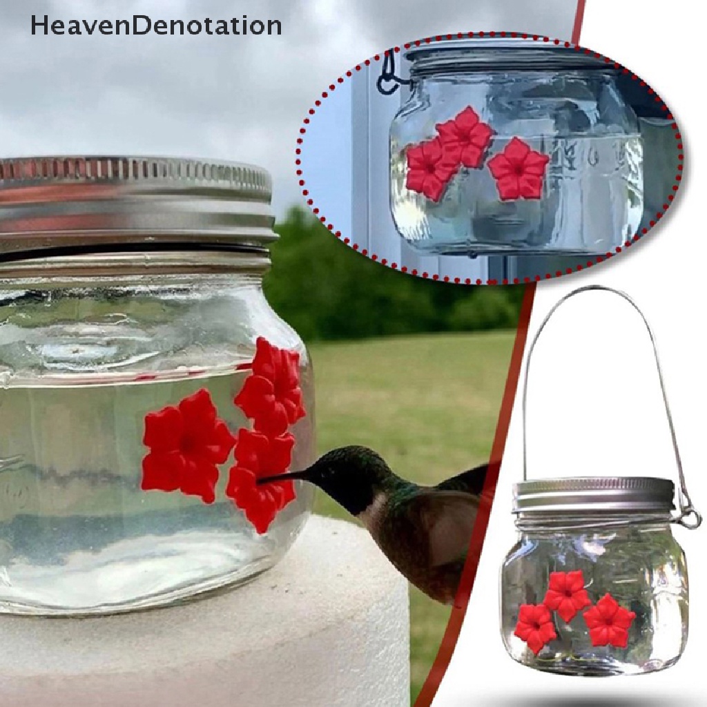 [HeavenDenotation] Bird s Produk Burung Hias Mason Jar 3-Port Hummingbird s Untuk Outdoor Deck Teras Halaman Taman HDV