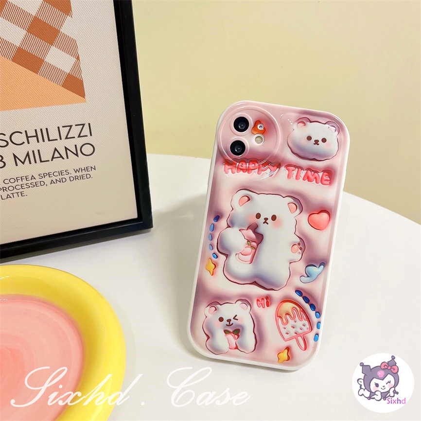 Untuk Redmi 12C 10C 10A 9T 9C Note 12 11s 11 10 9 8Pro10 9A 9 Xiaomi 12Lite 11Lite 11T 10T Poco M3 M4 F3 X4 X3Pro NFC 3D Vision AirBag Case Lucu Permen Beruang Soft Cover