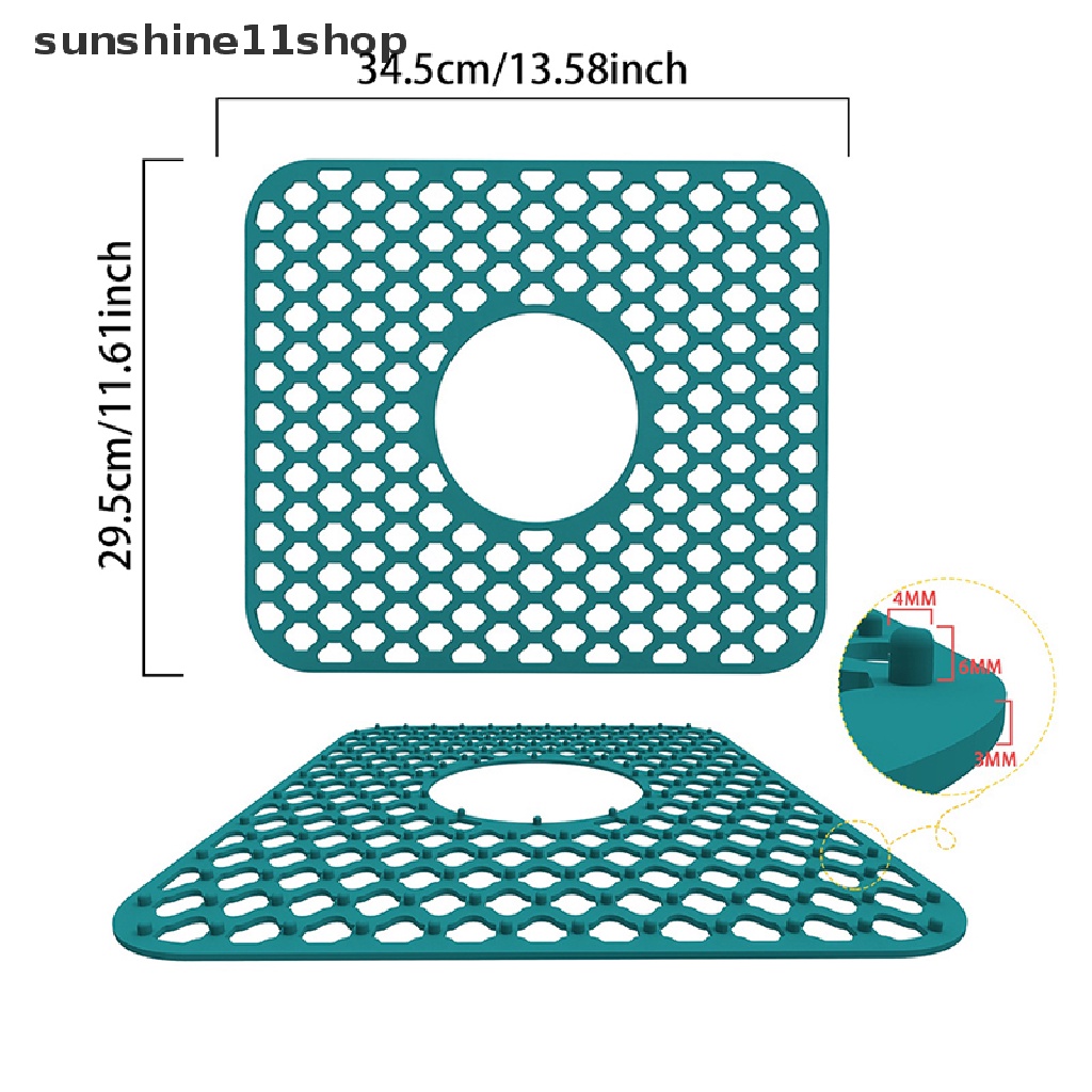 Sho 1Pcs Pelindung Wastafel Untuk Wastafel Dapur Shearable Silicone Grid Sink Mat N