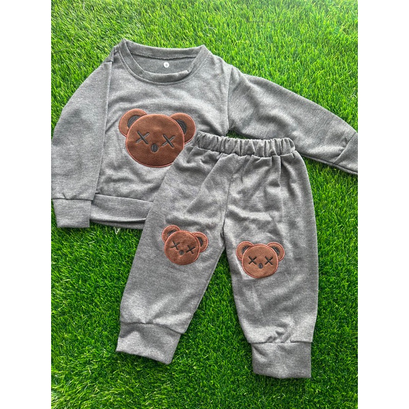 SETELAN ANAK UNISEX BEAR COKLAT FULL BORDIR / BAJU ANAK SET ANAK LAKI LAKI SETELAN KEKINIAN BAJU ANAK PEREMPUAN KJ