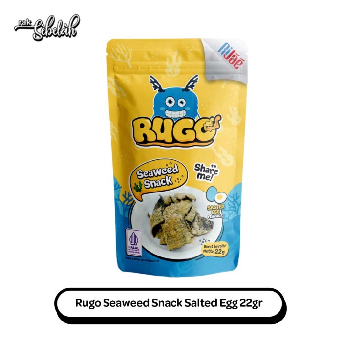 Rugo Seaweed Snack Salted Egg 22gr - Keripik Rumput Laut Telur Asin
