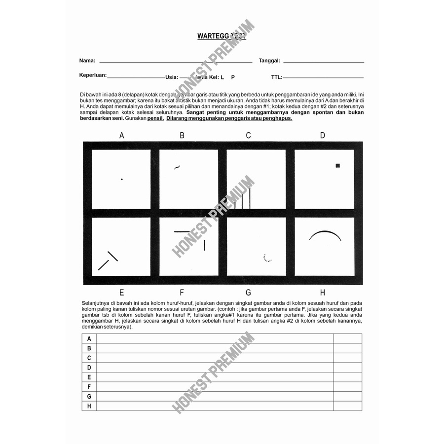 

Lembar Wartegg Test A4 (10 lembar)