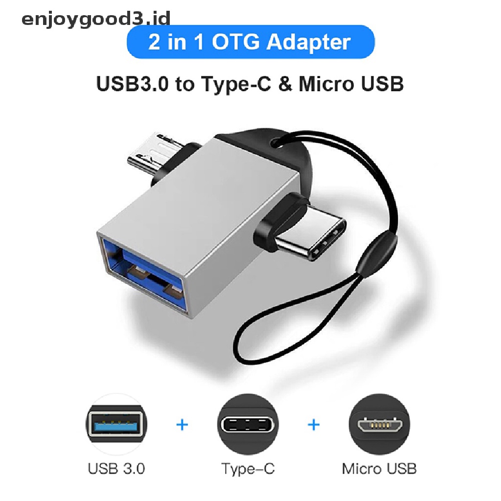 【 Rready Stock 】 Aluminum Alloy 3 in 1 Android OTG Adapter Mobile Phone Adapter Usb Connector Multi-Function Type C to USB Connector OTG Adapter （ ID ）