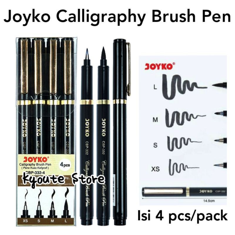 

Terlaris ✨ -Joyko Calligraphy Brush Pen Black Ink 4 pcs Hand-Lettering Drawing Pen Art Menggambar Menulis- 2.2.23