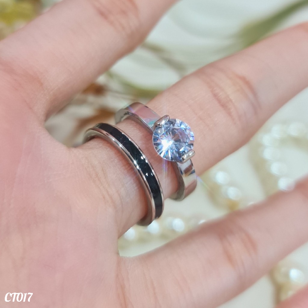 PGX Cincin Titanium Couple Tunangan Aksesoris Fashion Perhiasan Anti Karat - CT017