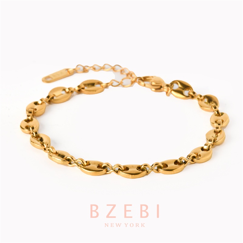 Bzebi Gelang Charm Titanium Steel Emas 18k Dengan Berlian, Anti Karat, Aksesoris Fashion Wanita, Perhiasan Gaya Korea, Hadiah Ulang Tahun Dengan Kotak Eksklusif 1136b