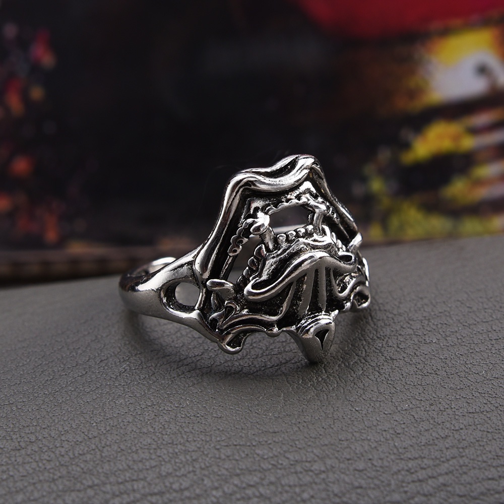 Wanita Pria Kreatif Wajah Setan Punk Jari Cincin Fashion Perhiasan Gaya Gothic Jalan Hip Hop Pesta Rings Adjustable Open