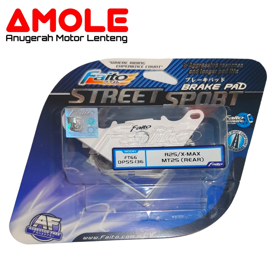 Kampas Rem Brake Pad Faito Street Sport R25 XMAX MT25 Belakang