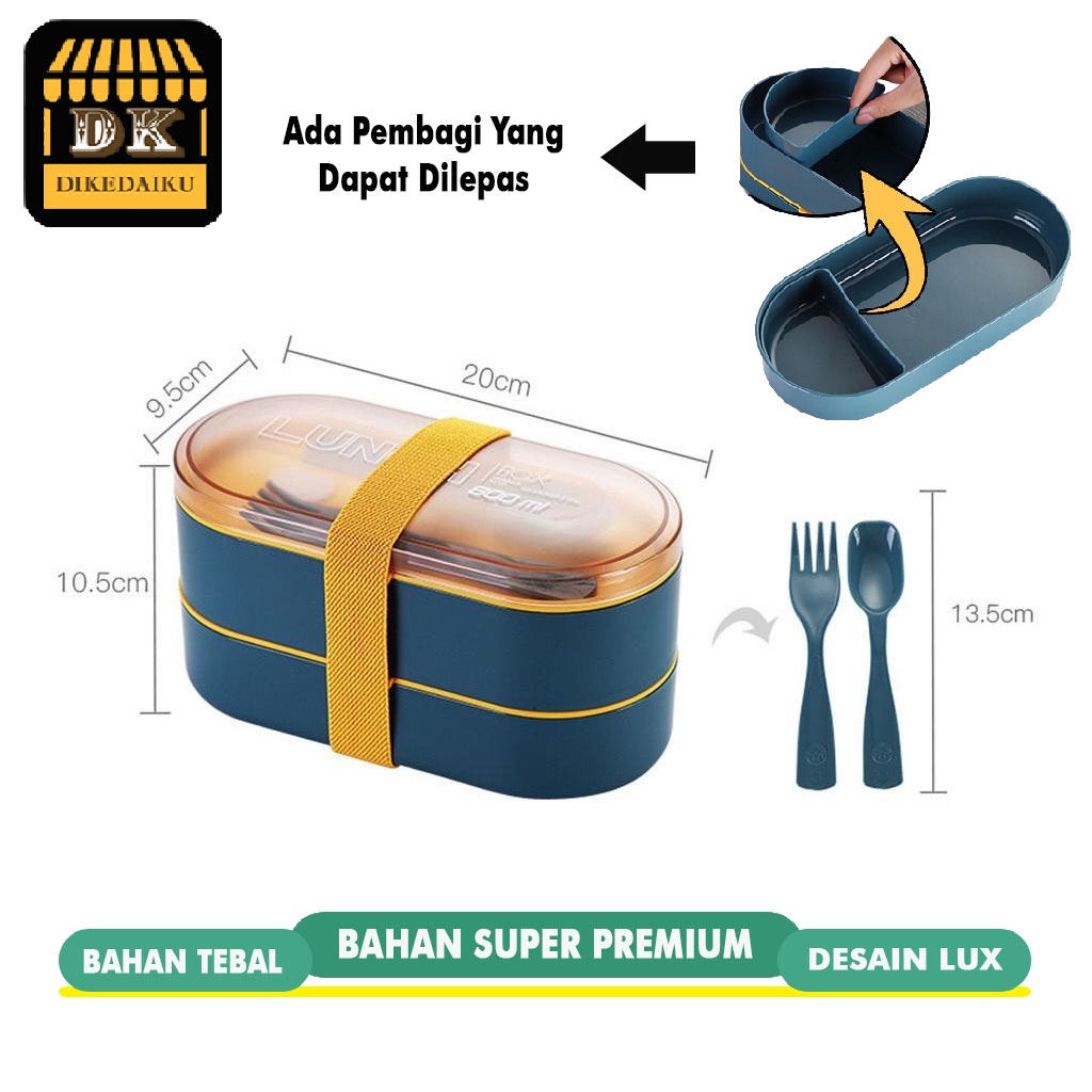 [ 100% TEBAL + FREE SENDOK ] DIKEDAIKU Kotak Tempat Makan 2 TINGKAT Bekal Makanan Anak Dan Dewasa Si