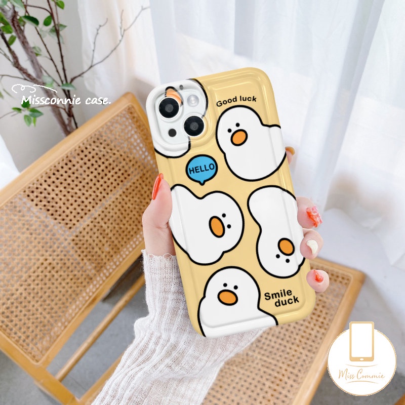 Kartun Bebek Yang Indah Casing Ponsel Kompatibel Untuk IPhone 11 Pro MAX XR 6 6S 7 8 Plus 14 13 12 11 Pro MAX X XS MAX SE 2020 Shockproof Airbag Kamera Perlindungan Lembut TPU Silicon Cover