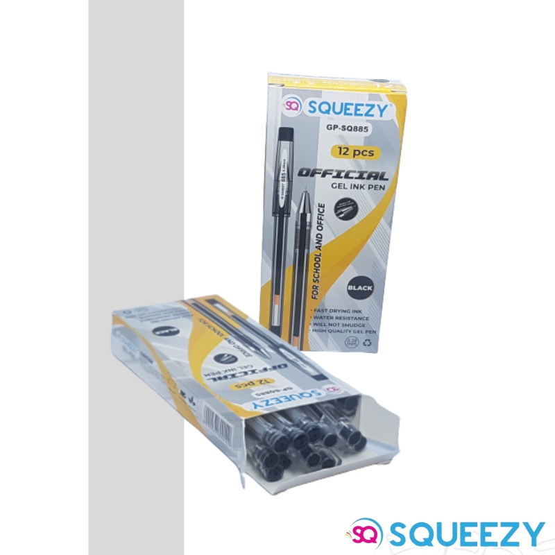 

SQUEEZY Pulpen Bolpen Ballpoint BallpenGel Ink Pen 0.28 mm SQ-885 Hi - Tech (12 pcs)