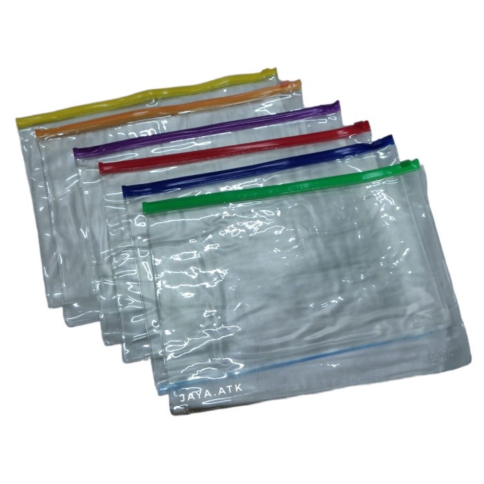 

MAP ZIPPER POKET KLIP FILE A4 TEBAL TRANSPARAN ZIP BAG MAP DOKUMEN