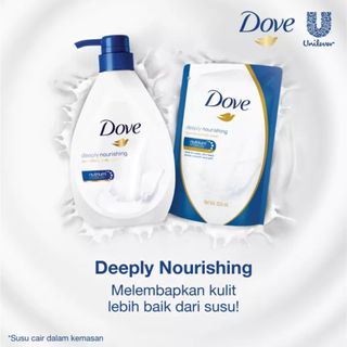 [Hazelcare] Dove Deeply Nourishing Body Wash Bottle Pump 1000ml 1L / 825ml Refill - Sabun Mandi Cair