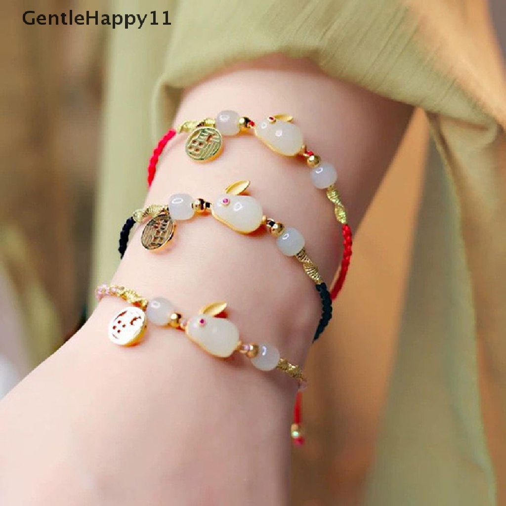 Gentlehappy 2023tahun Kelinci DIY Seni Kerajinan Gelang Tali Merah Dikepang Gelang Liontin Gelang Untuk Pacar Anak Siswa Hadiah Lucu Mengenang Anyaman Tangan Tali Perhiasan id