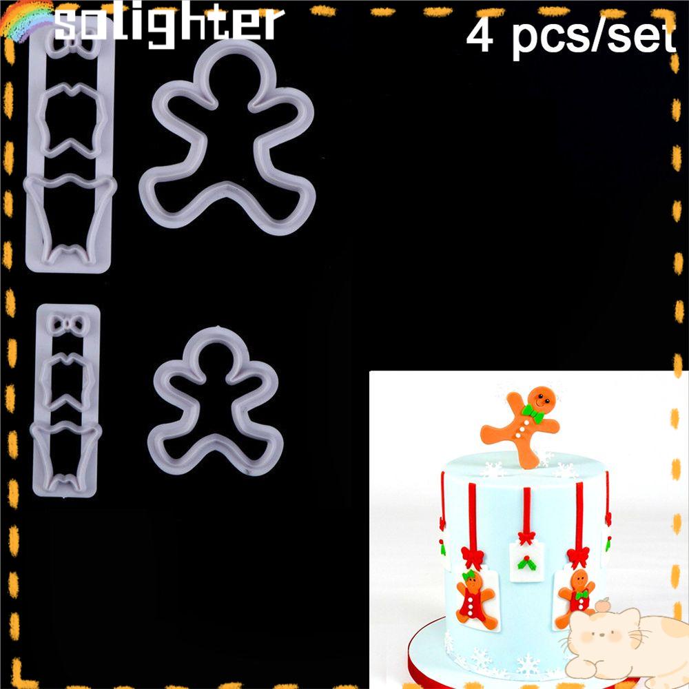 Solighter 4pcs/set Icing Cutter Dapur Kue Pernikahan Sugarcraft Alat Baking Orang Gingerbread