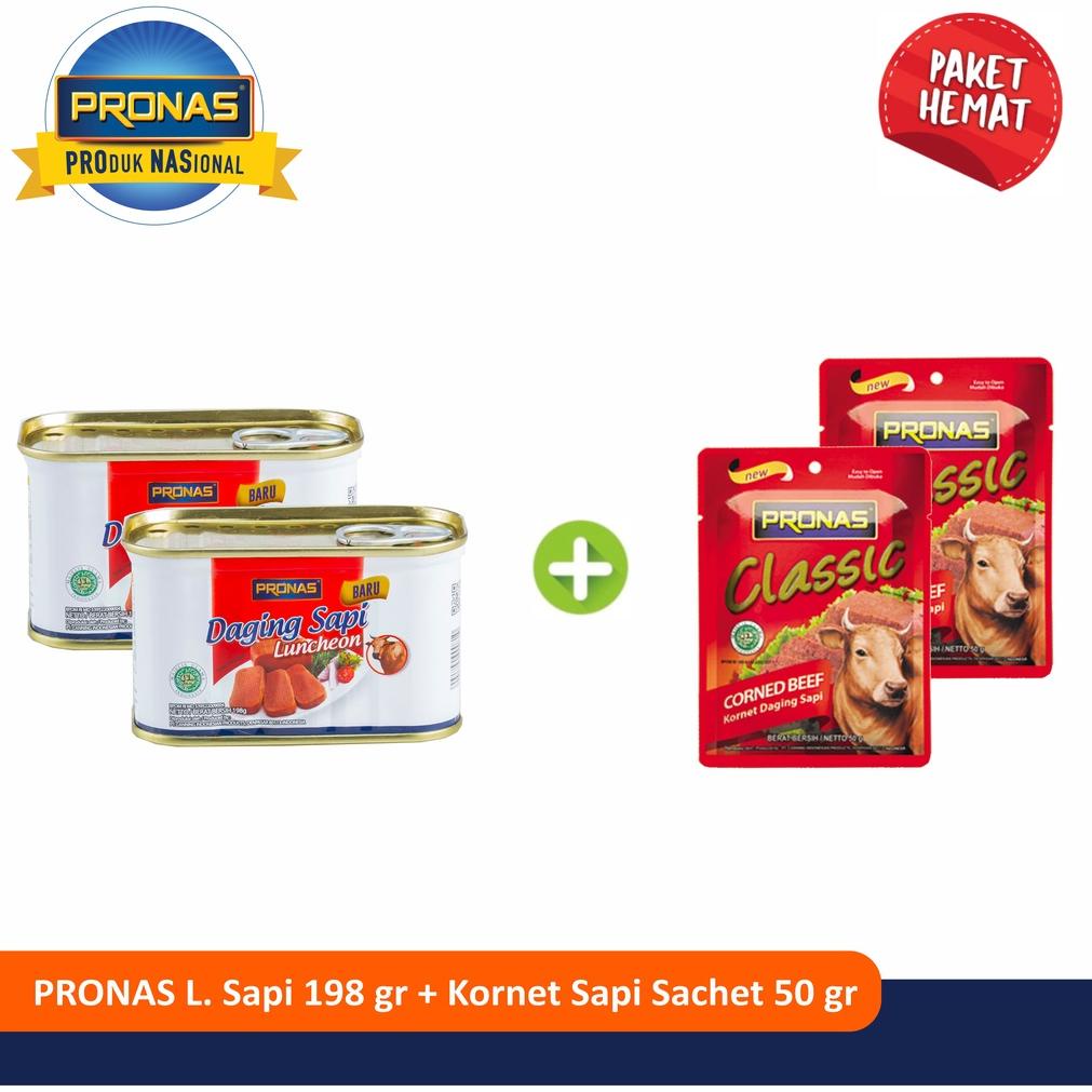

mvp41 PRONAS Paket Exclusive Beef Luncheon 198g & Kornet Sapi Ori 50g bundling 4pcs Stock Terbatas