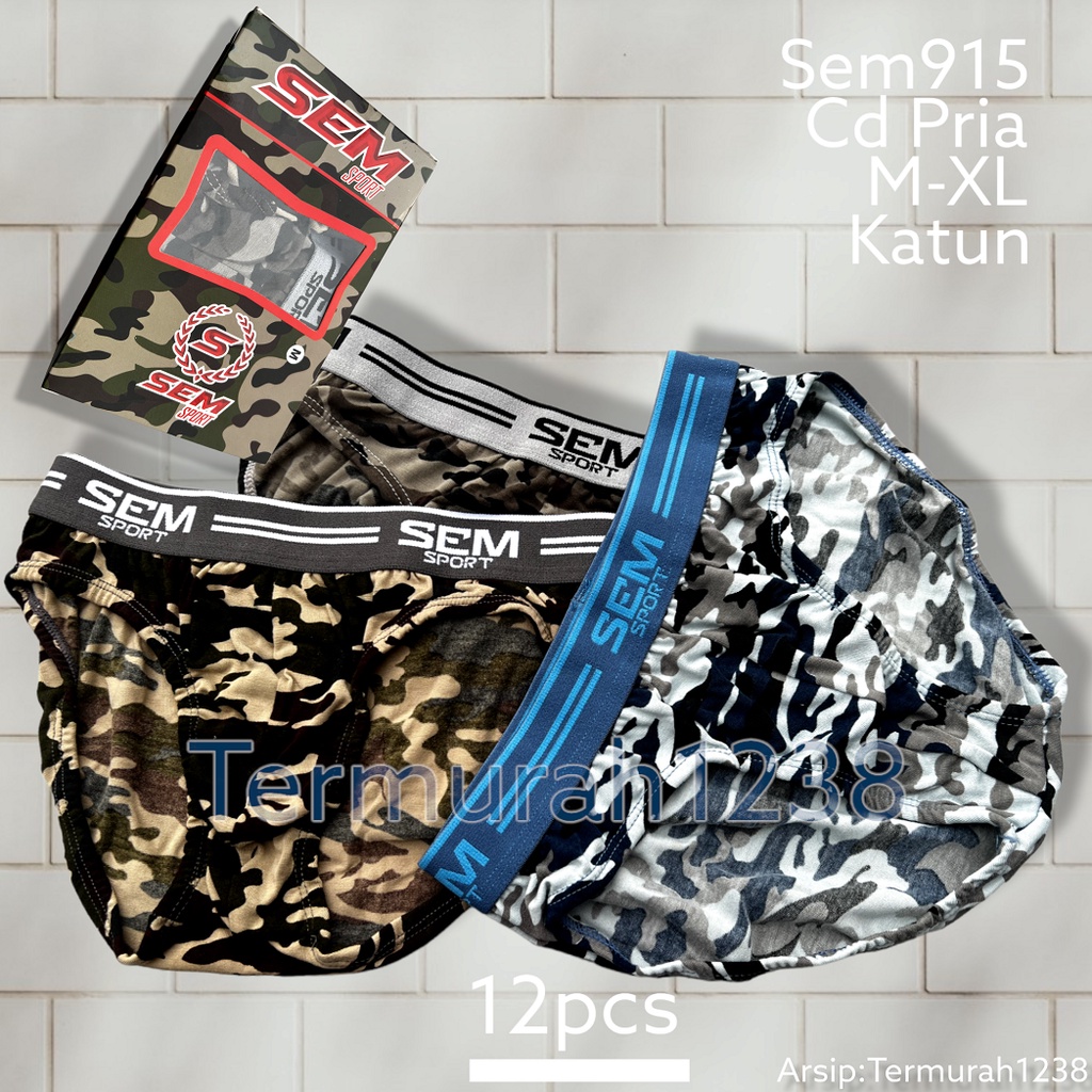 CELANA DALAM PRIA | SEM SPORT 915 | CD PRIA BAHAN KATUN MOTIF LORENG HARGA LUSINAN