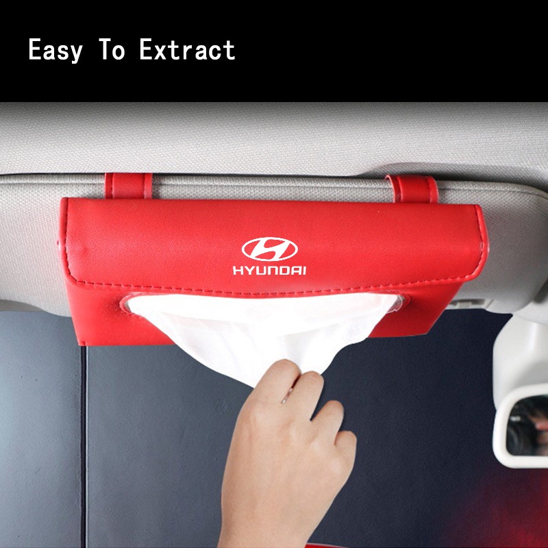 Hyundai Tempat Penyimpanan Tisu Sun Visor Mobil Auto Paper Towel Leather Tissue Box Untuk Getz Aksen Atoz i20 Trajet H1 i10 Kona Santa Fe