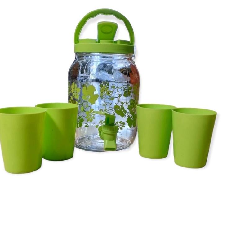 Free Shipping DRINK JAR SET 5 PCS / DISPENSER SET GELAS 5 PCS / GALON MINI AIR MINUM
