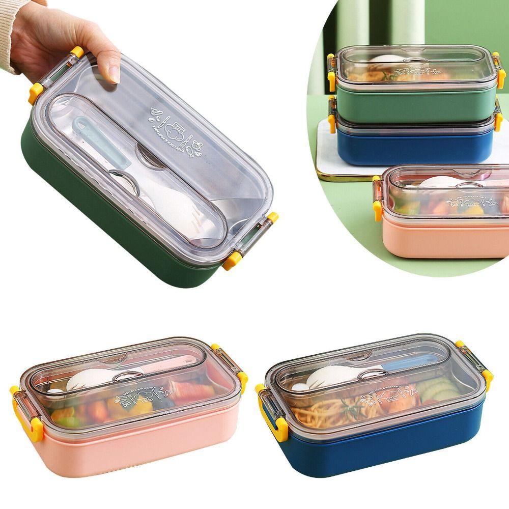 Solighter Lunch Box Wadah Makanan Stainless Steel Nyaman Anti Bocor