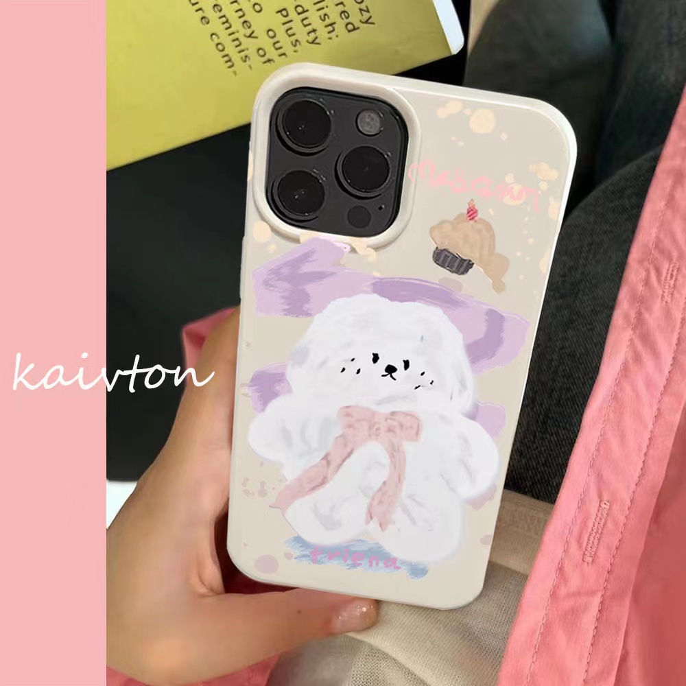 Ins Pola Anjing Cocok Untuk Iphone14 14pro 14plus 13 13pro 13prm iPhone 11 7Plus 8Plus Xr XS 13 12 Pro Max Empat Sudut Casing Ponsel Tahan Guncangan