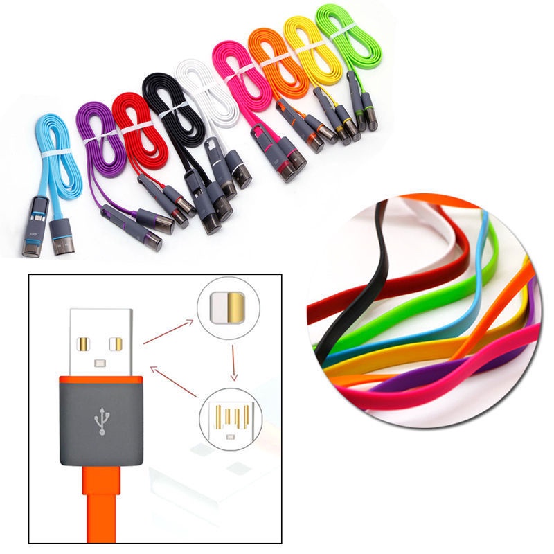 Kabel Charger Data 2in1 Type C &amp; Micro USB to USB C Untuk Android samsung huawei/Hot Sale