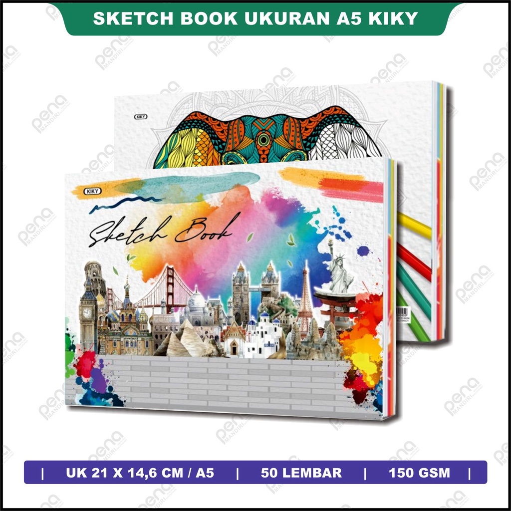 KIKY Sketch Book / Buku Sketsa Ukuran A5 Isi 50 Lembar (1pcs)