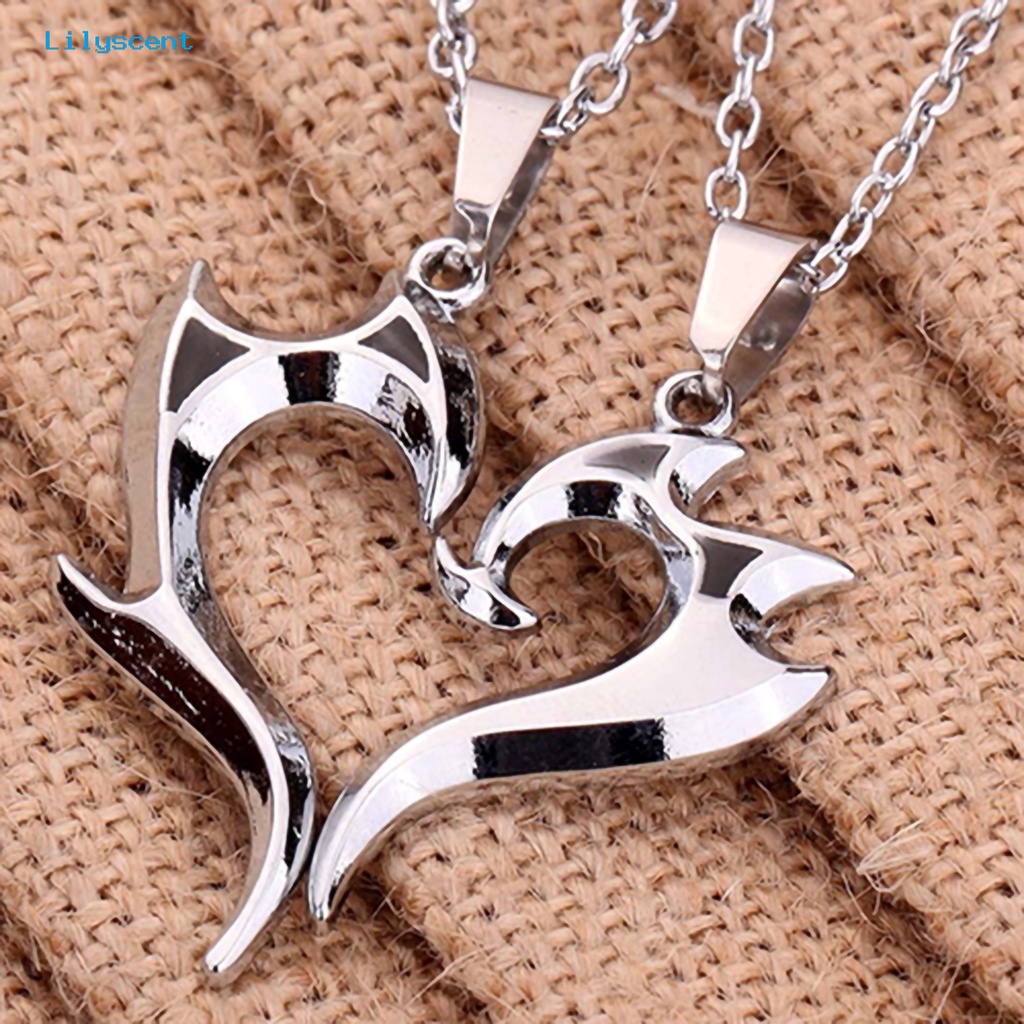 [LS] 1pasang Kalung Pasangan Liontin Bentuk Hati Fashionable Unisex Lover Matching Necklace Jewelry Untuk Pesta