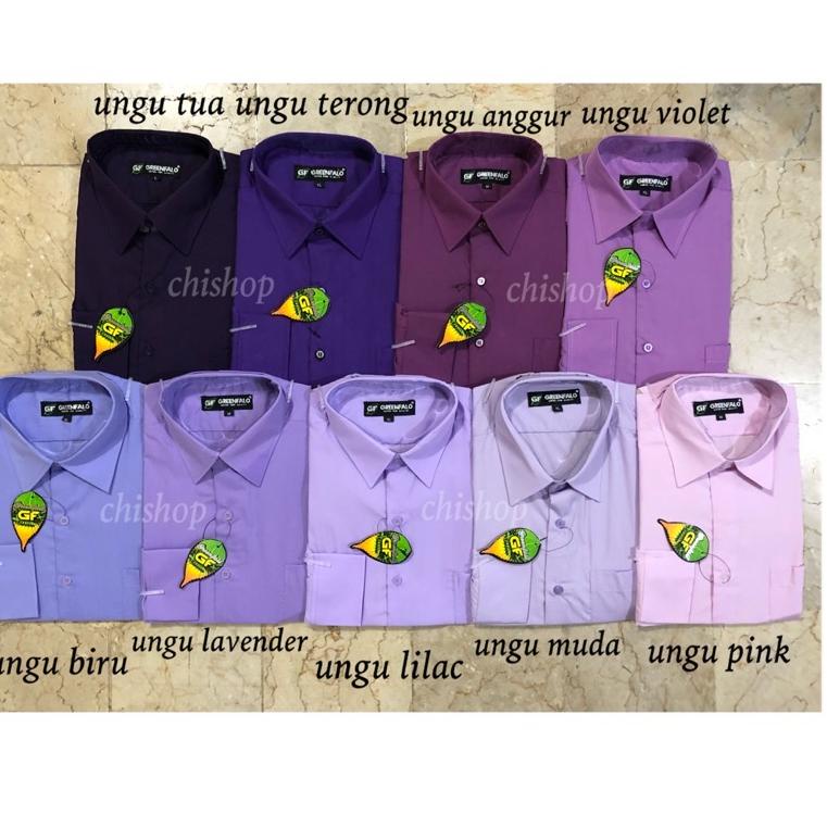 TERPERCAYA KEMEJA PRIA GREENFALO-KEMEJA POLOS LENGAN PANJANG PRIA WARNA UNGU / UNGU MUDA / UNGU LAVE