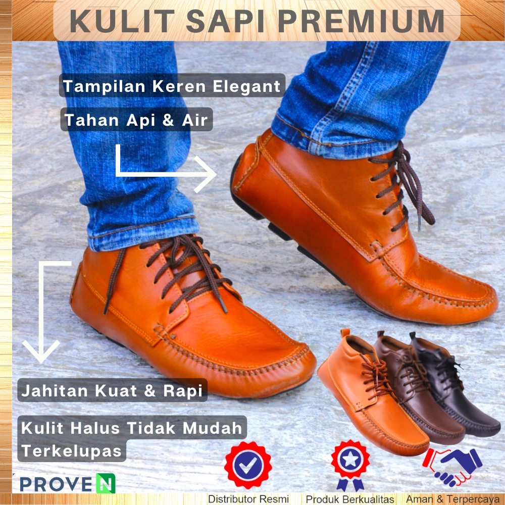 Sepatu Boots Kulit Original Sepatu Boots  Kulit Sapi Asli LOGAN LEATHER SHOES  BAHAN FULL KULIT SAPI ASLI DESAIN KEREN BISA COD