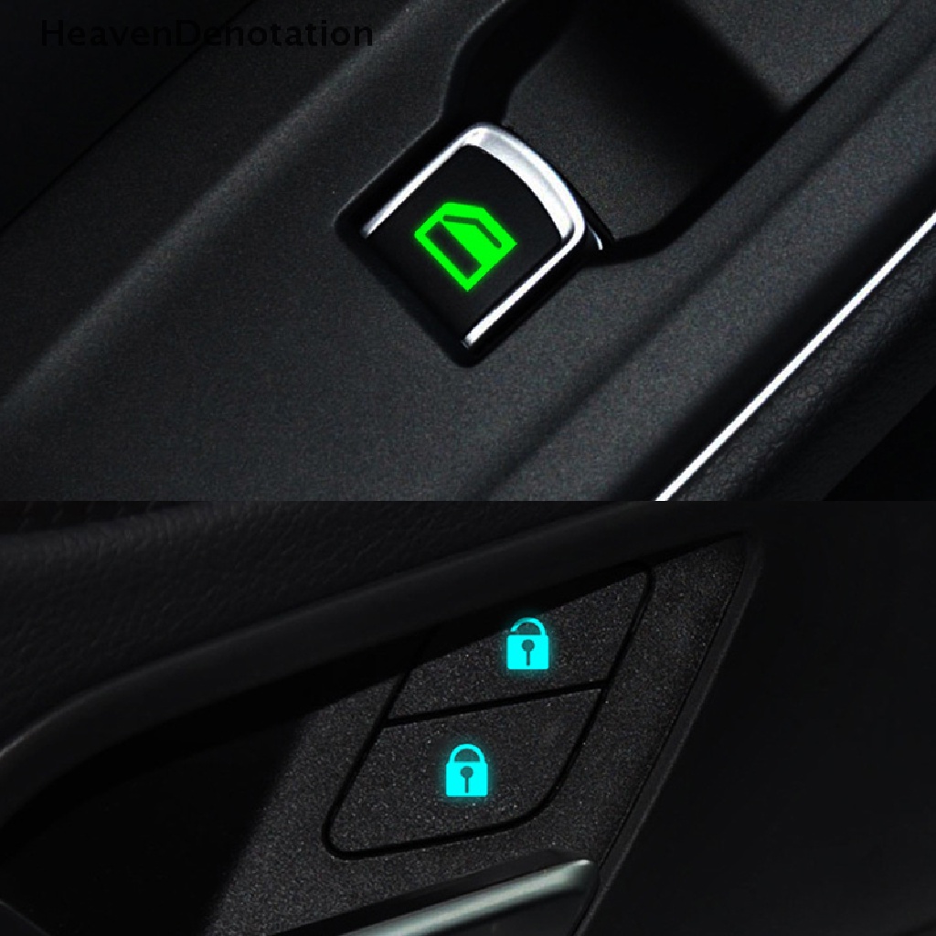 [HeavenDenotation] Tombol Angkat Jendela Pintu Mobil Luminous Switch Button Sticker Windows Control Pane Night Glowing Fluorescent Decals Switch Aksesoris Mobil HDV