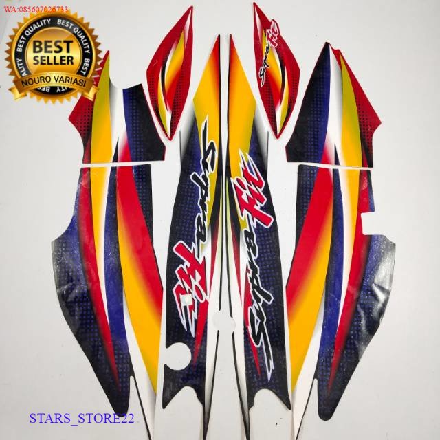(ORI) striping honda supra fit 2003 2004 hitam merah stiker list body standar KUALITAS ORIGINAL PABR