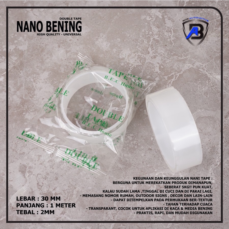 

DOUBLE TAPE NANO BENING TAHAN AIR 30MM x 2MM x 1M (P) HIGH QUALITY
