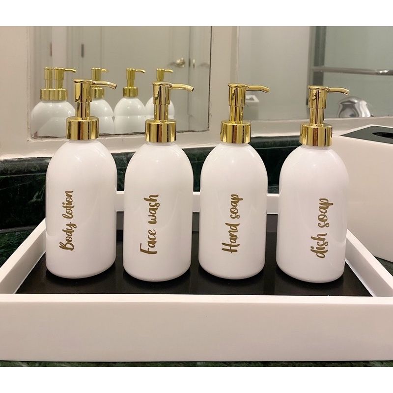 Botol 250ml new stiker Gold kecil, aesthetic bottle minimalist refill organizer tempat sabun cair