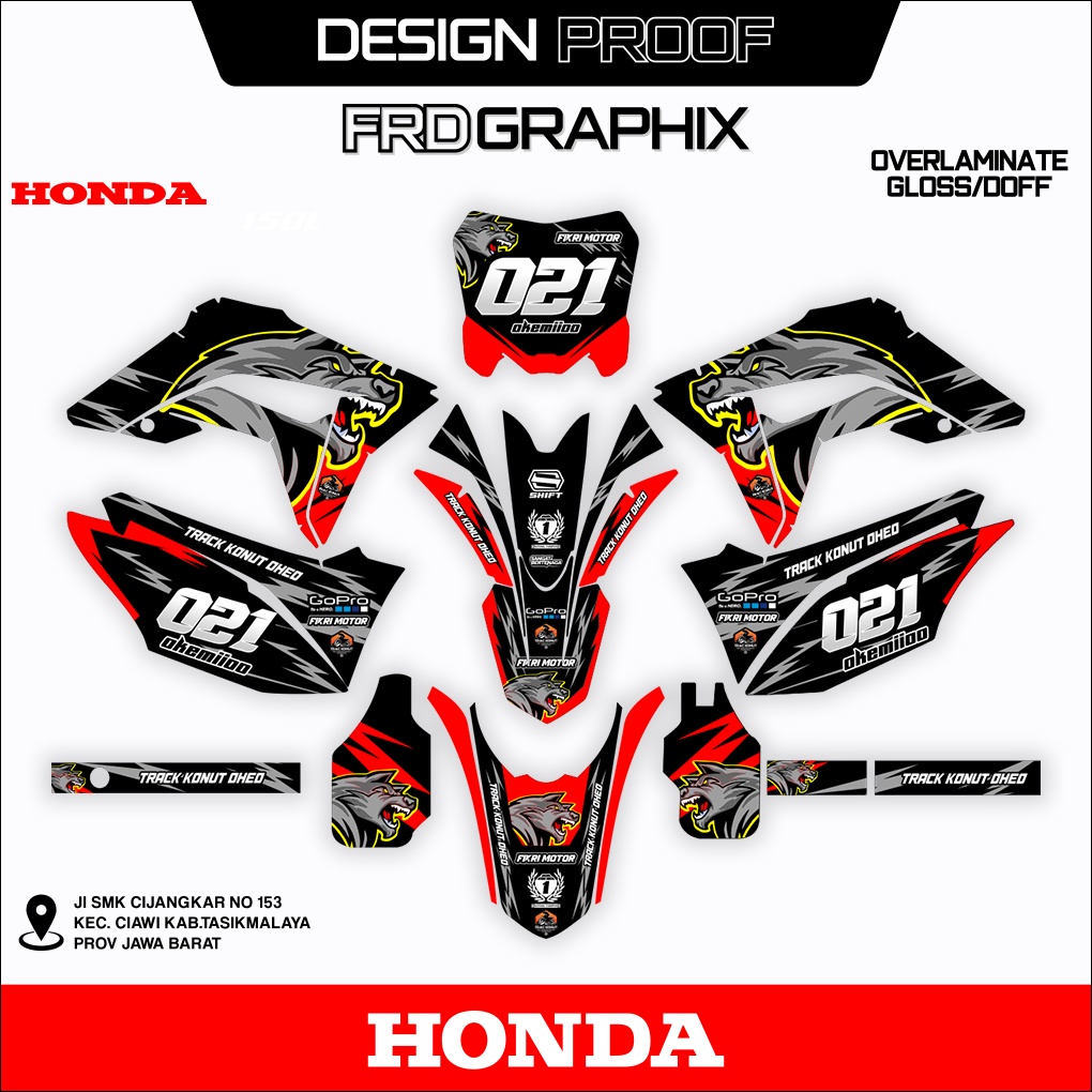 Stiker Decal Honda CRF 150L merah kuning biru hitam abu banyak pilihan
