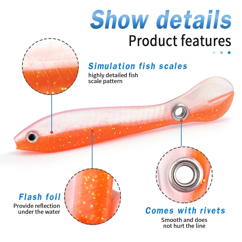 [Harga Grosir] Lifelike Silicone Soft Fish Lure Umpan Pancing Bionic Buatan Realistis Bergerak Atraktan Pancing Air Tawar Air Asin Bass Trout Swimbaits Aksesoris Memancing