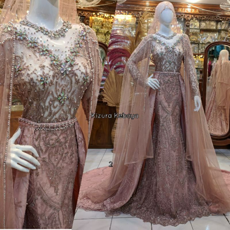 Gaun Pengantin Slim Dress Full Payet 2 in 1