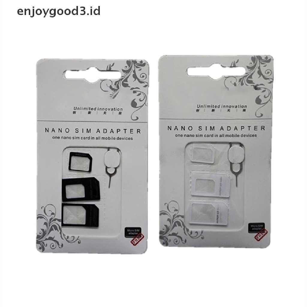 【 Rready Stock 】 2 Set 4 In 1 Convert Nano SIM Card To Micro Standard Adapter Converter Set For 4G LTE USB Wireless Router （ ID ）