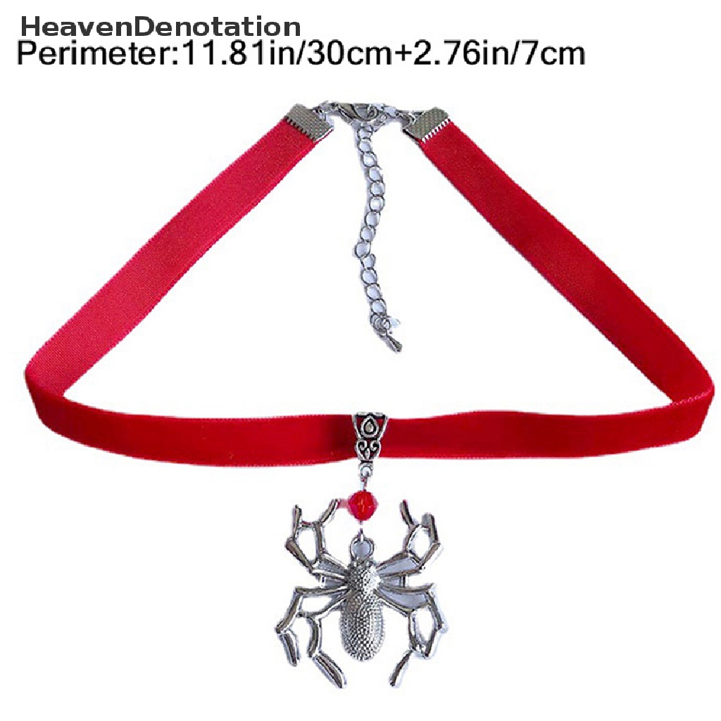 [HeavenDenotation] 1 Pc Gelap Gothic Spider Choker Hitam Merah Beludru Choker Klavikula Rantai Perhiasan HDV