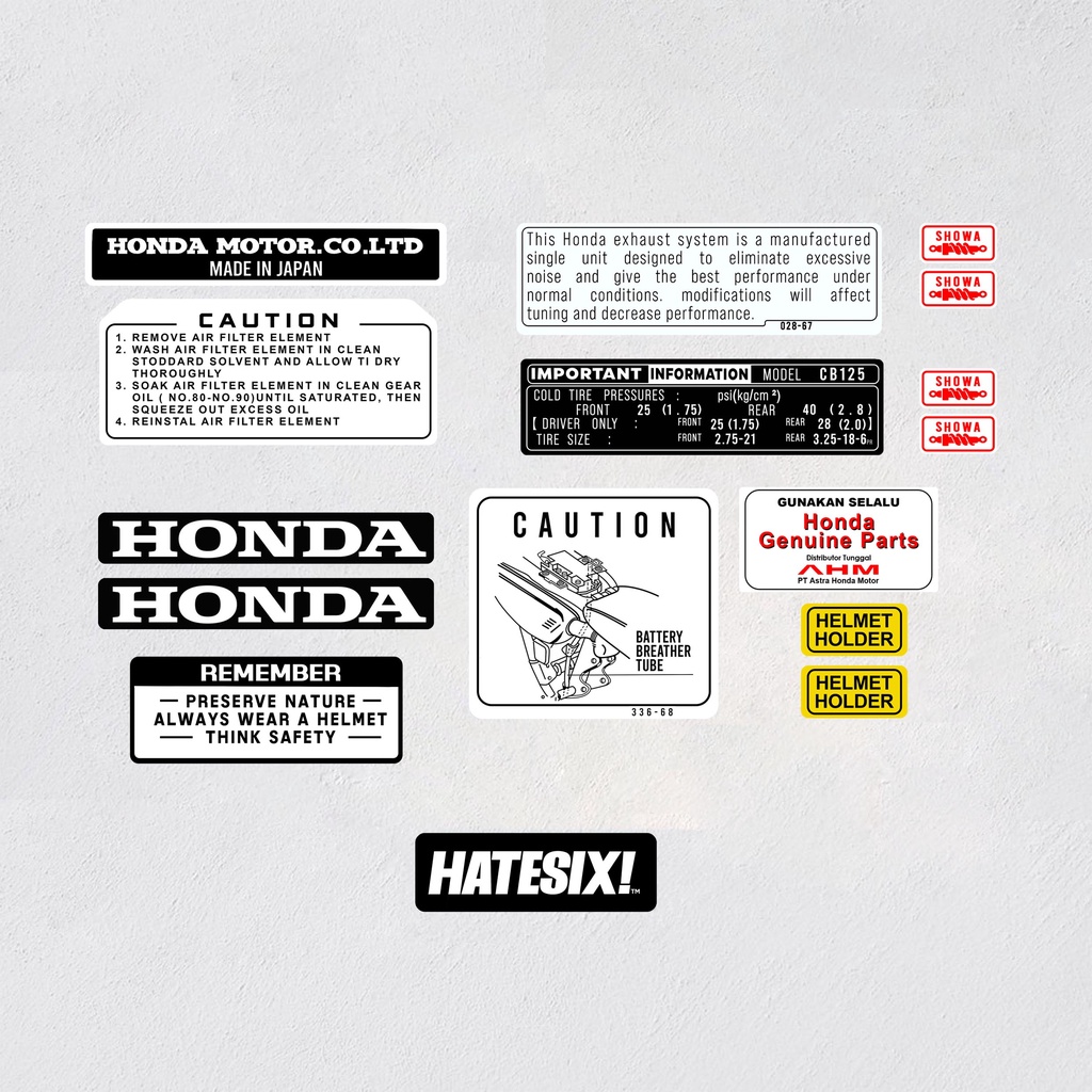 Sticker Stiker Detail Honda CB125 Hatesix