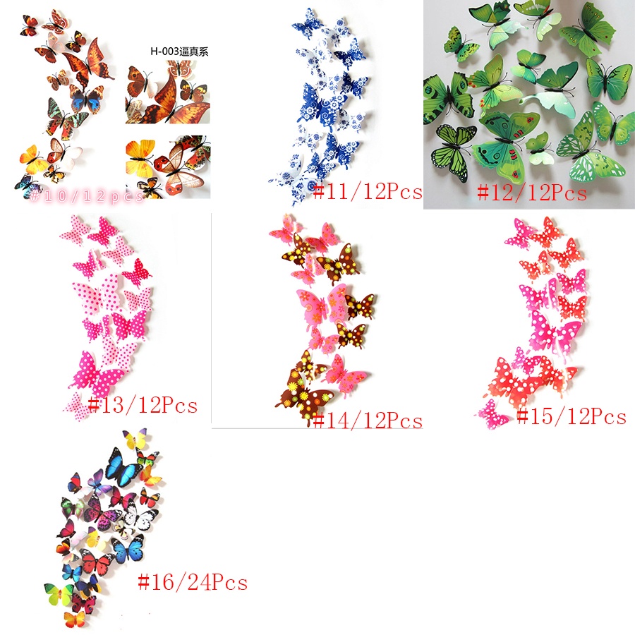 Hot Sale/12Pcs/Set 3D Colorful Butterfly Stiker Dinding DIY Art Kamar Anak Pesta Dekorasi Rumah