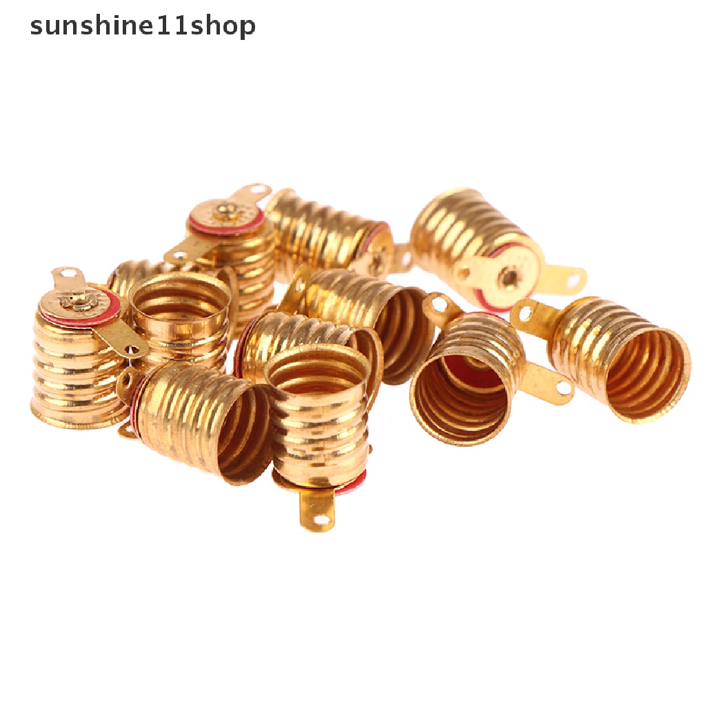 Sho 10Pcs E10 Sekrup-Jenis Tembaga Lampu Dasar Bohlam Manik Elektrik Kecil Lamp Holder N