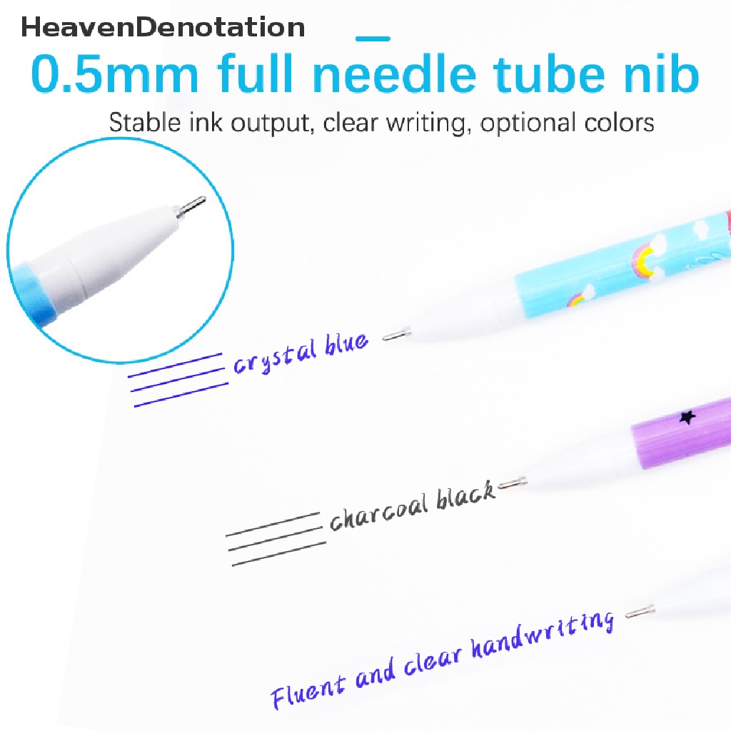 [HeavenDenotation] 4pcs/set Unicorn Erasable Gel Pen 0.5mm Kawaii Blue Black Ink Wrig Pens Pegangan Dapat Dicuci Untuk Perlengkapan Alat Tulis Kantor Sekolah HDV