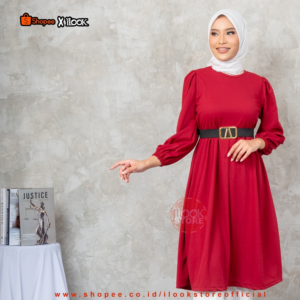 ilook | Dress Floral Dewi | Dress Floral Colletion Premium | Dress Midi + Belt