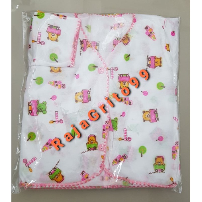 Baju Bayi Pendek Putih Tabur Print Walang isi 1 Lusin / Baju Pendek Bayi Motif Walang Newborn