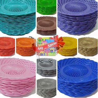 ✹ 12 pcs/1 Lusin-Piring Rotan Plastik Anyaman PerLusin Murah ➹