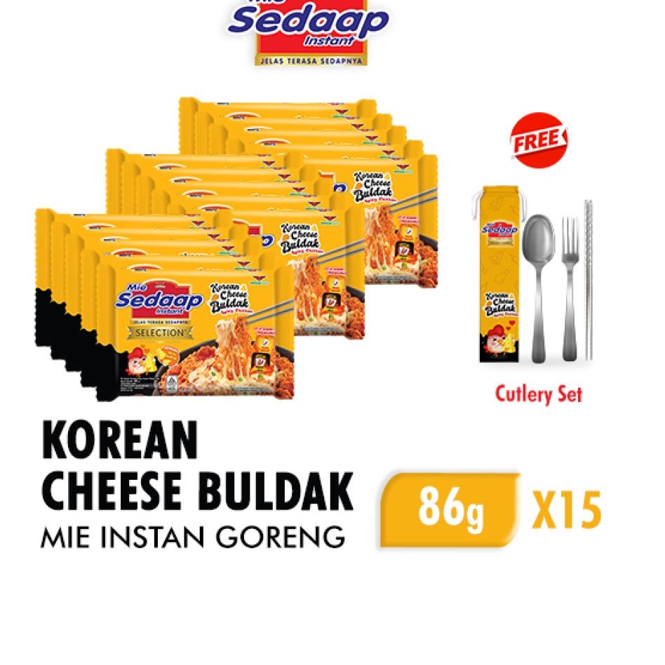 

✓ Mie Sedaap Korean Cheese Buldak 86 gr x15 Free Cutlery Set